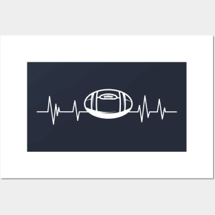 rugby ball heartbeat sports lover rugby ball Posters and Art